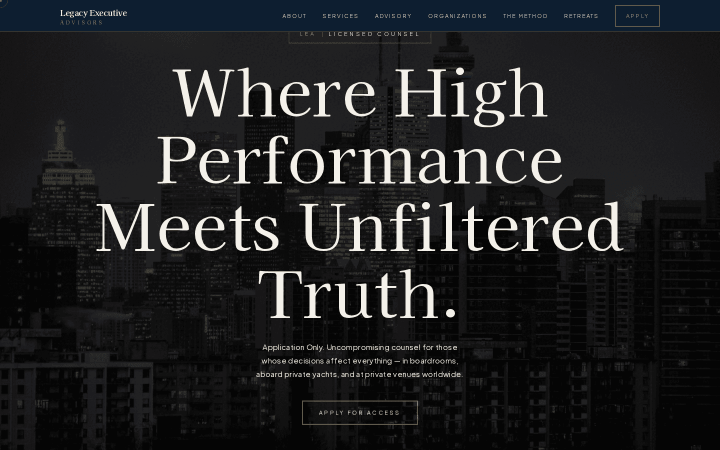 Legacy Executive Advisors desktop view