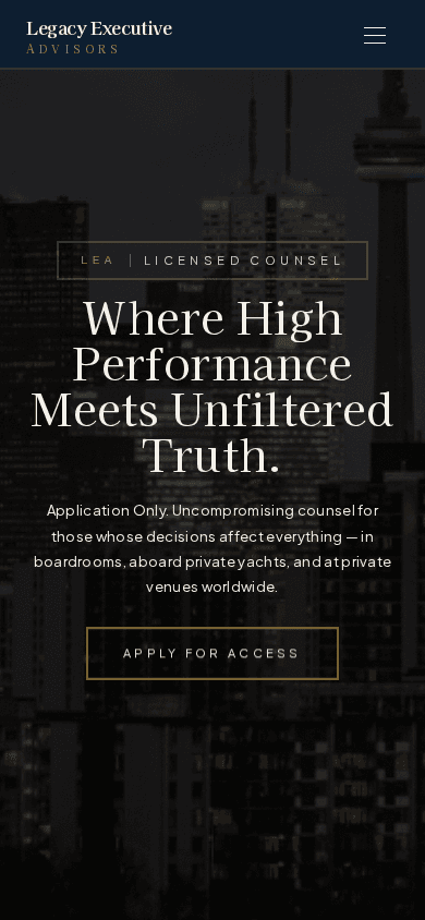 Legacy Executive Advisors mobile view