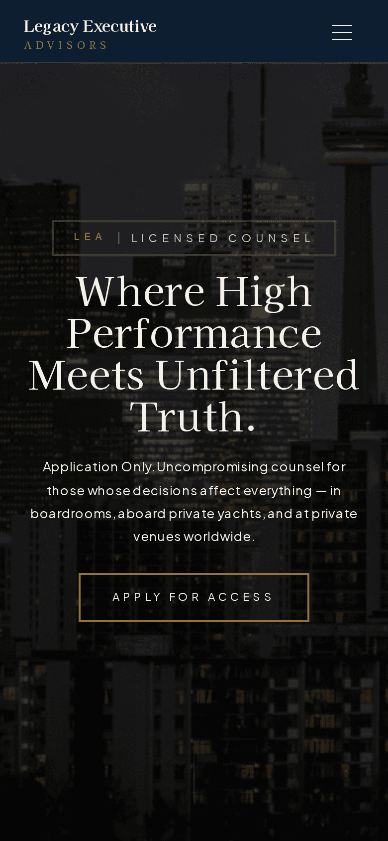 Legacy Executive Advisors mobile view